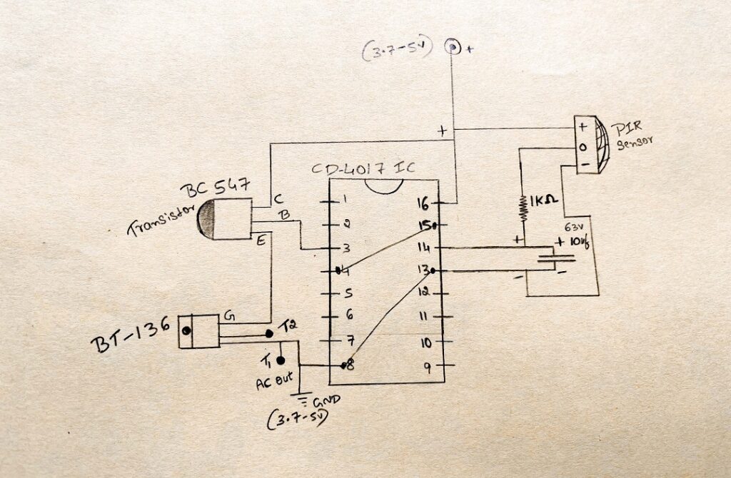 automatic bathroom light circuit diagram