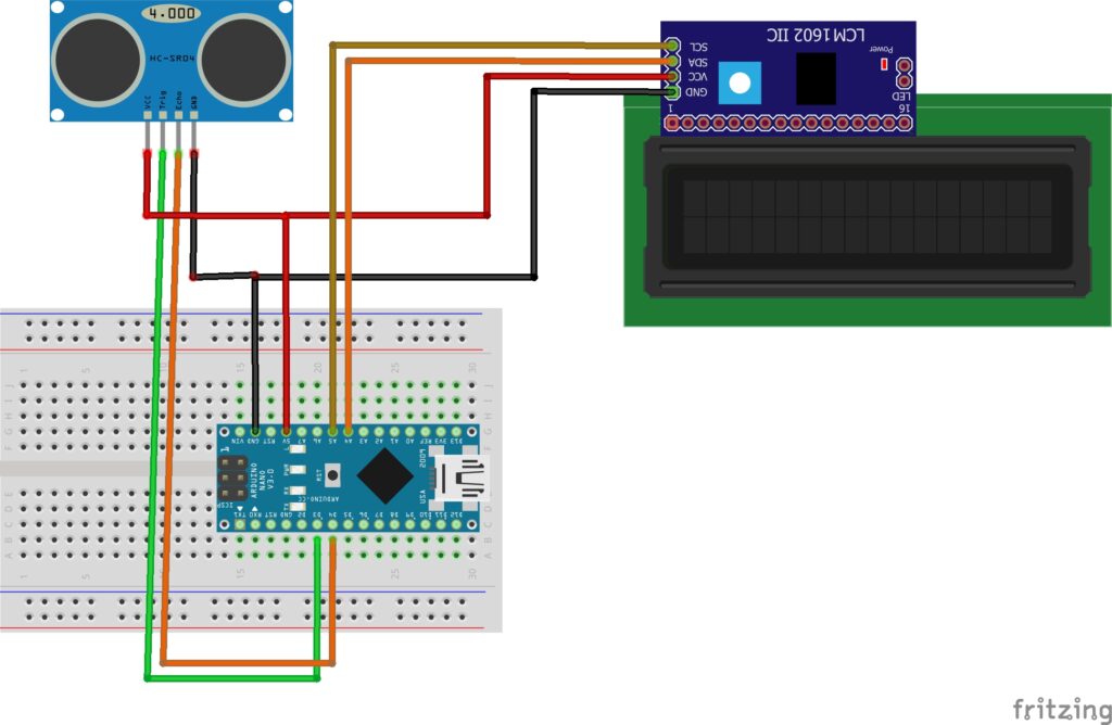 Distance measurement with arduino circuit diagram