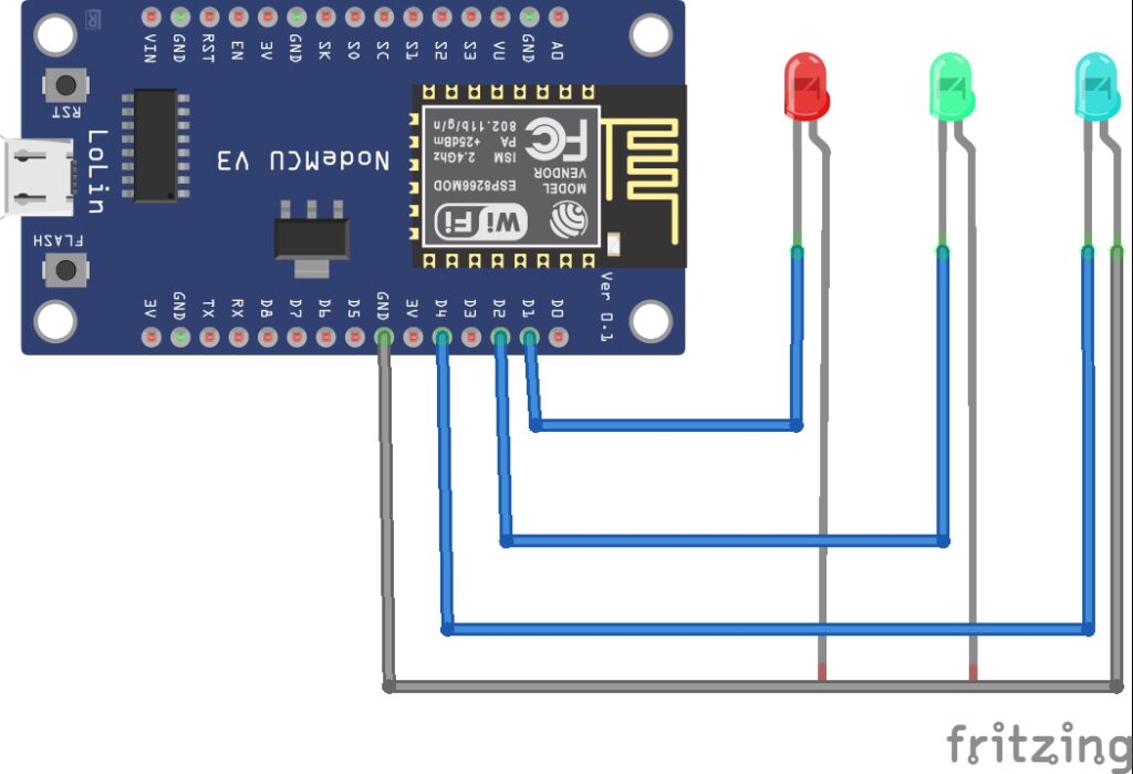 nodemcu web server led control circuit diagram