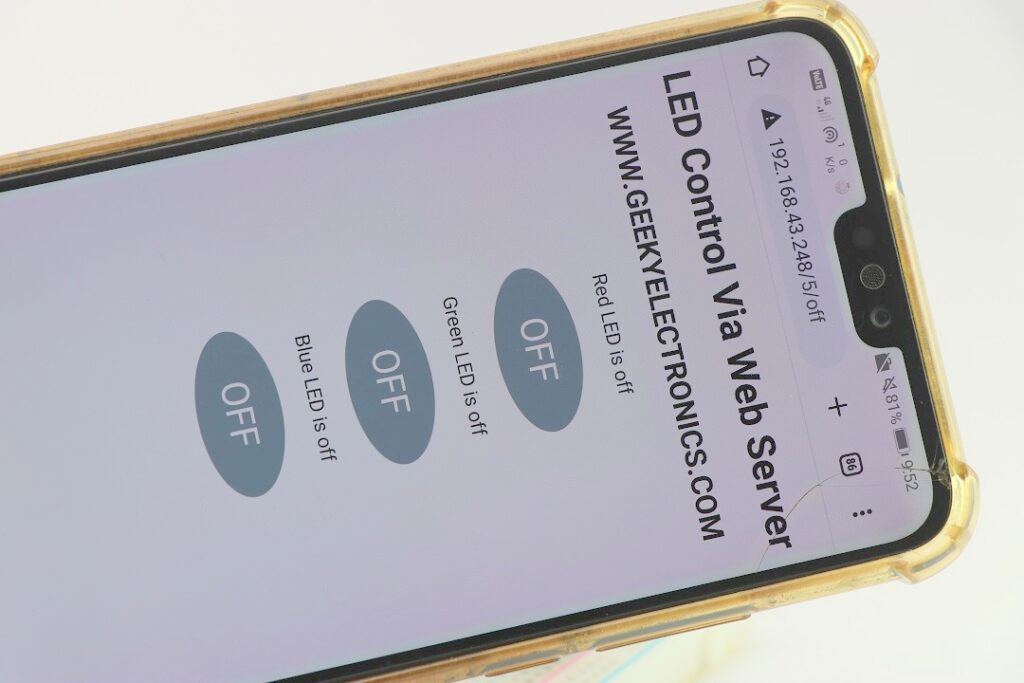 nodemcu web server client on a phone